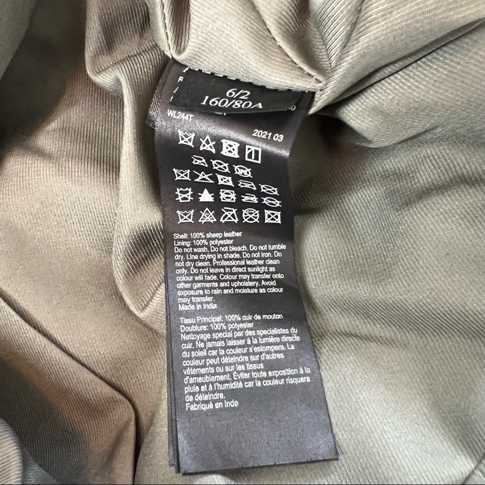 NEW ALL SAINTS Balfern Leather Biker Jacket In Sage Green, Size 2 - Picture 16 of 16
